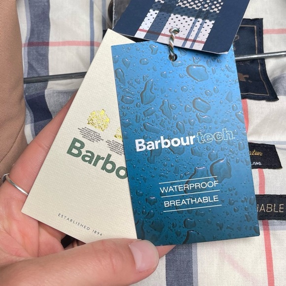Barbour NWT Kirkwall Waterproof Rain Jacket Removable Hood Camel Tan Women’s 20 - Picture 9 of 12